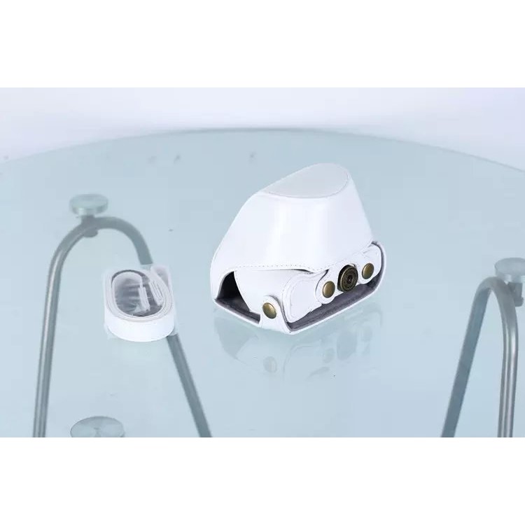 Protective Leather Camera Cover with Shoulder Strap for Nikon J5 with 10-30mm Lens (Taiwan Version) - White-3