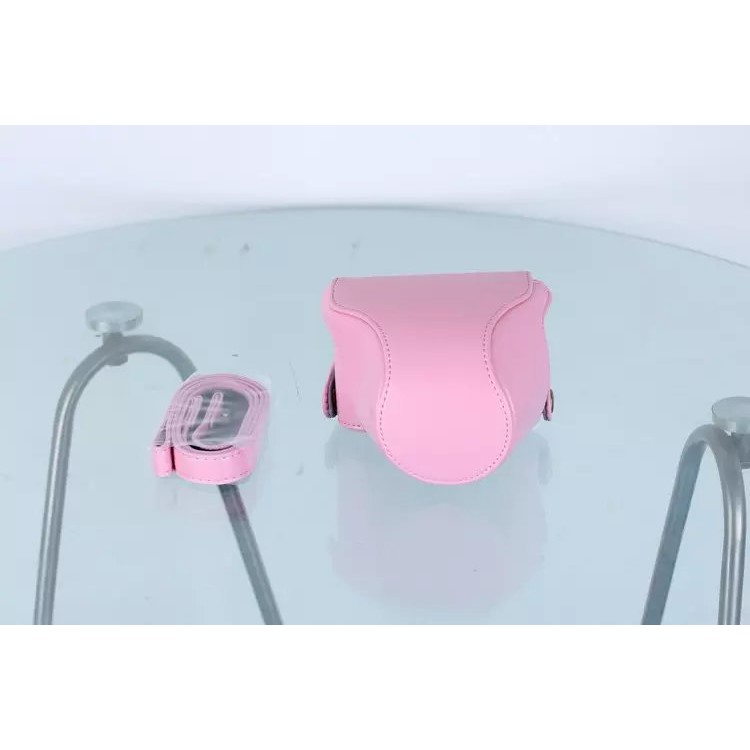 Protective Leather Camera Cover Case with Shoulder Strap for Nikon J5 with 10-30mm Lens (Taiwan Version) - Pink-7