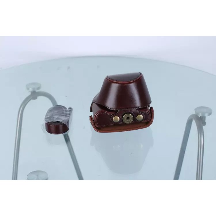 Leather Protective Camera Cover with Shoulder Strap for Nikon J5 with 10-30mm Lens (Taiwan Version) - Coffee-2