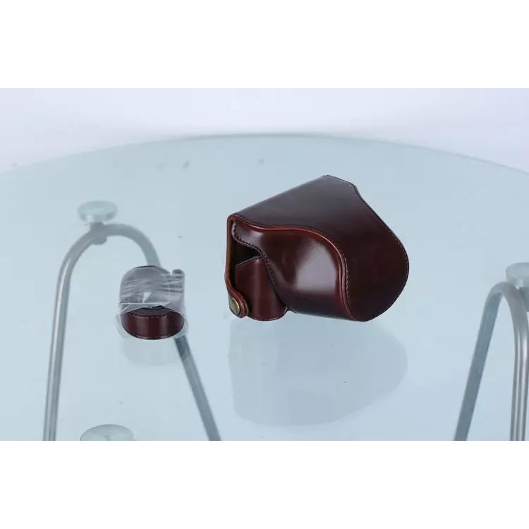 Leather Protective Camera Cover with Shoulder Strap for Nikon J5 with 10-30mm Lens (Taiwan Version) - Coffee-4