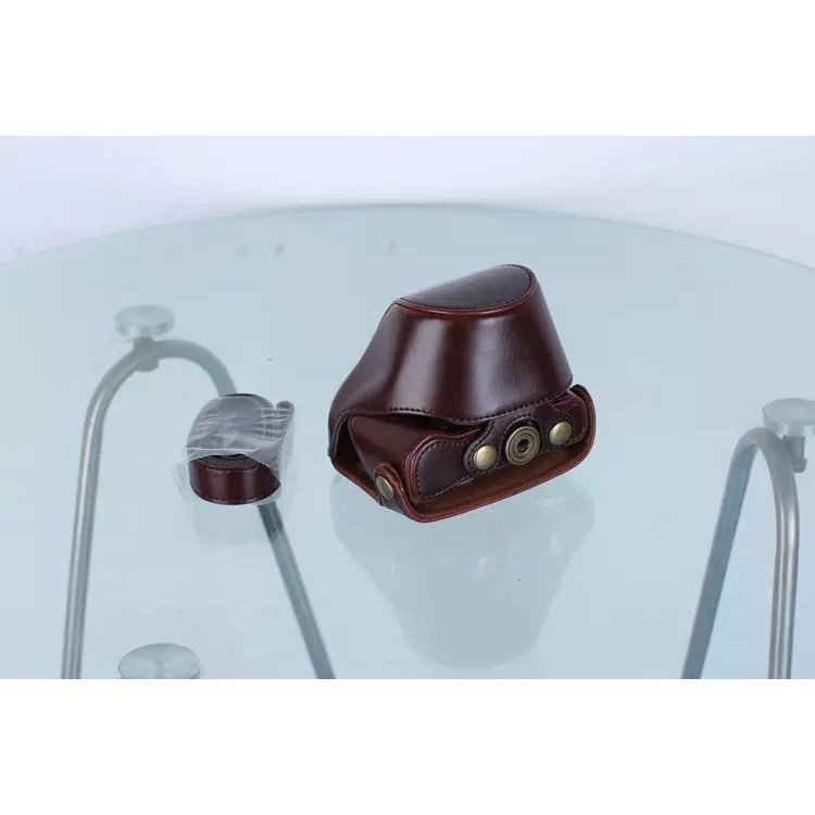 Leather Protective Camera Cover with Shoulder Strap for Nikon J5 with 10-30mm Lens (Taiwan Version) - Coffee-6