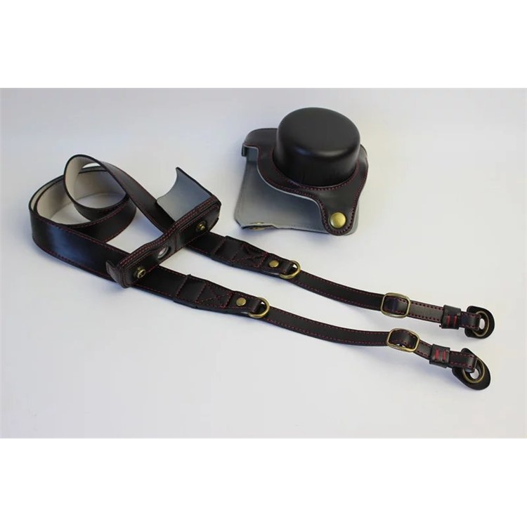 Protective Leather Camera Case Bag with Shoulder Strap for Nikon J5 (10-30mm) - Black-4