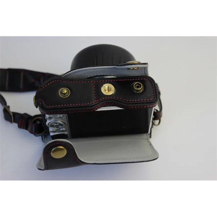 Protective Leather Camera Case Bag with Shoulder Strap for Nikon J5 (10-30mm) - Black-5