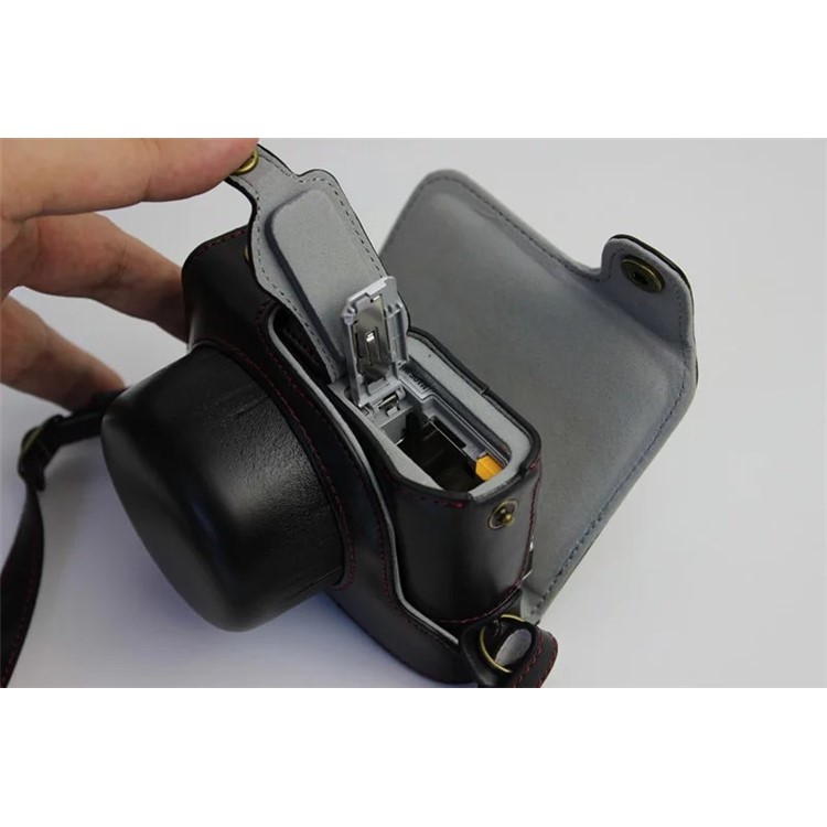 Protective Leather Camera Case Bag with Shoulder Strap for Nikon J5 (10-30mm) - Black-6