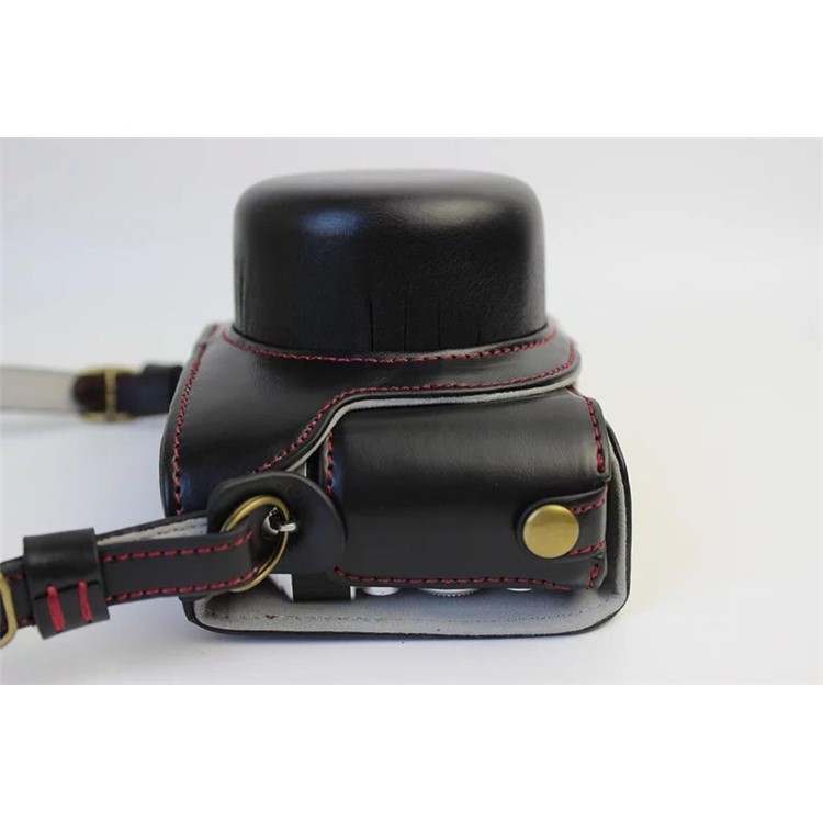 Protective Leather Camera Case Bag with Shoulder Strap for Nikon J5 (10-30mm) - Black-8