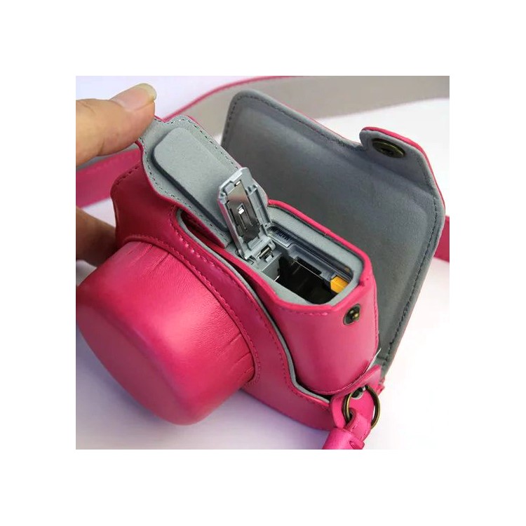 Protective Leather Camera Shell Bag with Shoulder Strap for Nikon J5 (10-30mm) - Rose-6