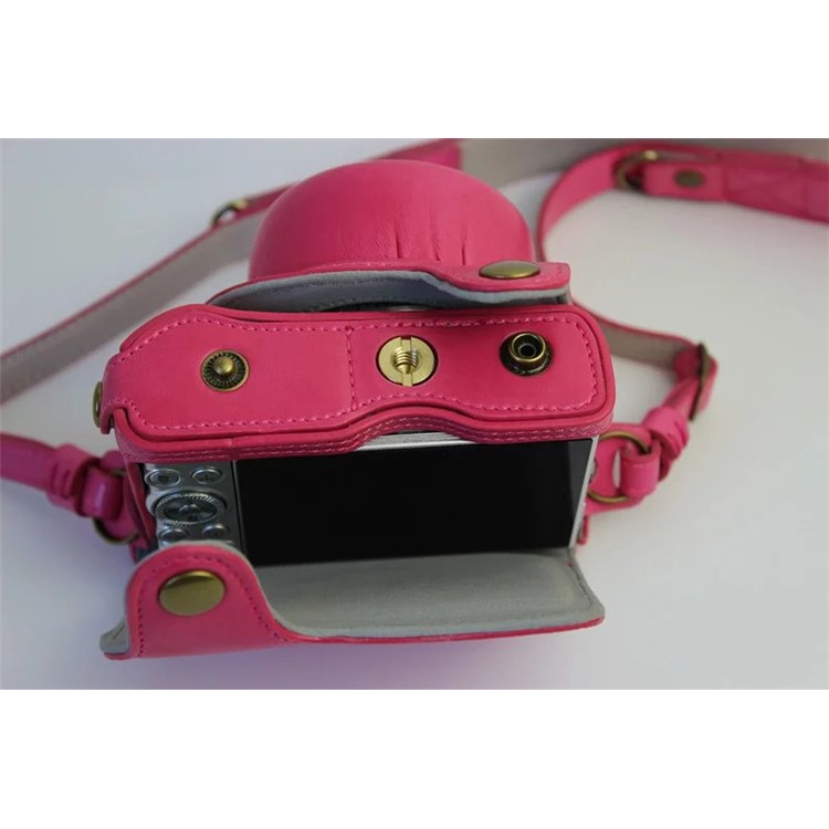 Protective Leather Camera Shell Bag with Shoulder Strap for Nikon J5 (10-30mm) - Rose-9