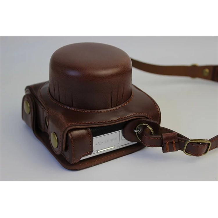 Protective Leather Camera Cover Bag with Shoulder Strap for Nikon J5 (10-30mm) - Coffee-12