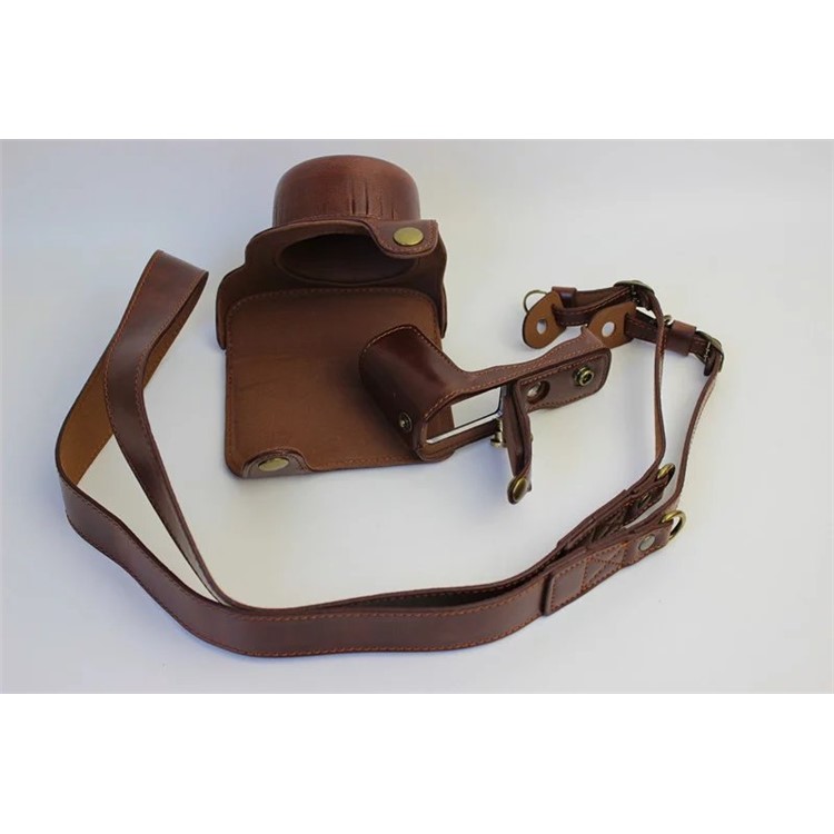 Protective Leather Camera Cover Bag with Shoulder Strap for Nikon J5 (10-30mm) - Coffee-3