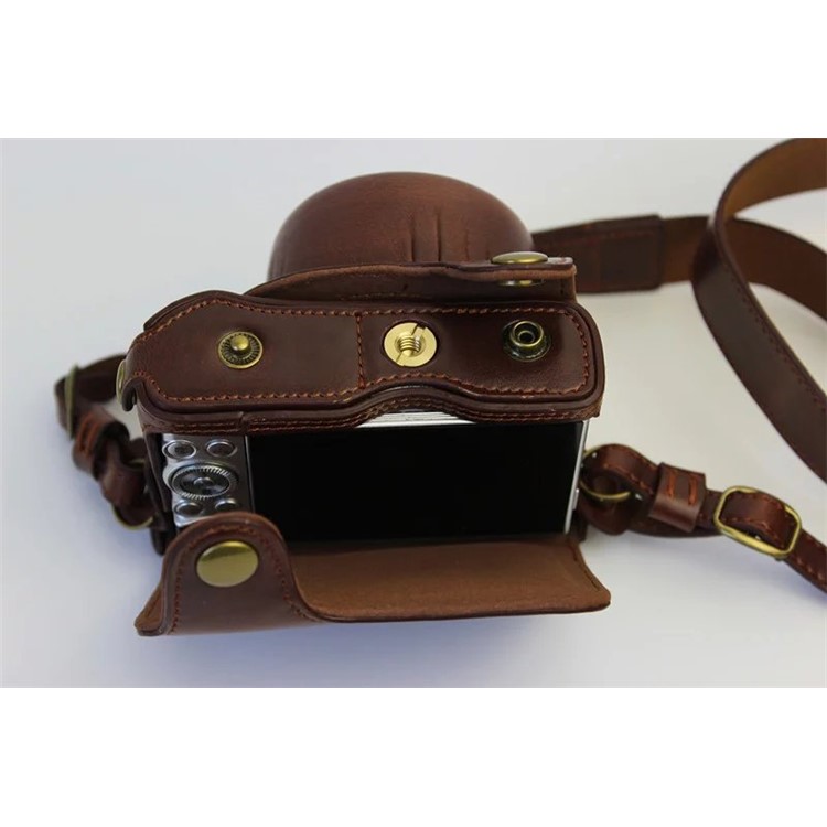 Protective Leather Camera Cover Bag with Shoulder Strap for Nikon J5 (10-30mm) - Coffee-6