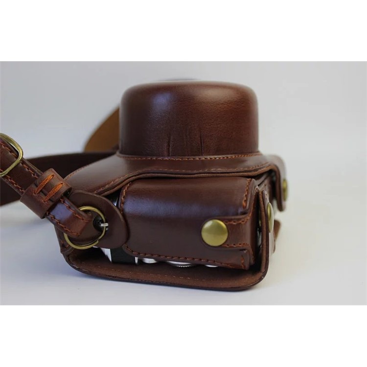 Protective Leather Camera Cover Bag with Shoulder Strap for Nikon J5 (10-30mm) - Coffee-9