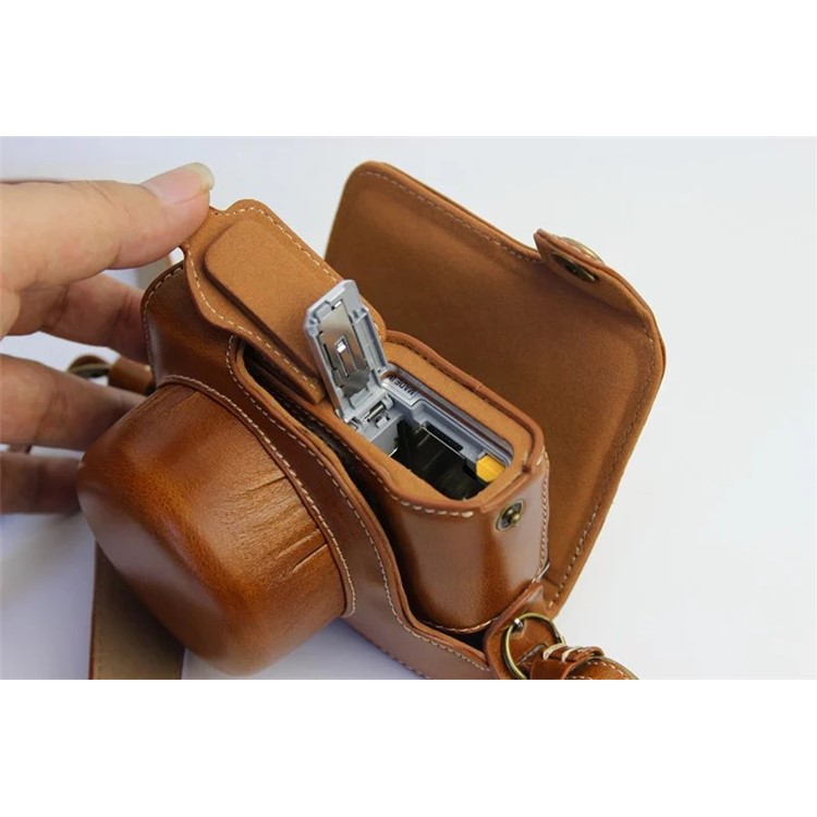 Protective PU Leather Camera Case Bag with Shoulder Strap for Nikon J5 (10-30mm) - Brown-3