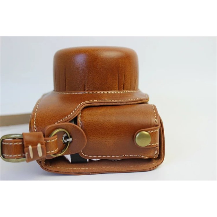 Protective PU Leather Camera Case Bag with Shoulder Strap for Nikon J5 (10-30mm) - Brown-7