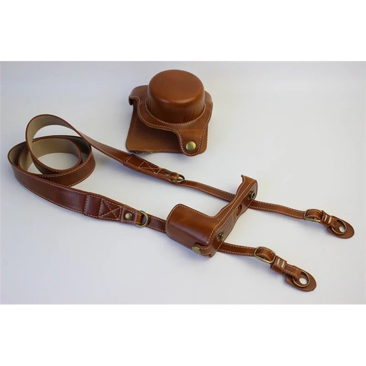 Protective PU Leather Camera Case Bag with Shoulder Strap for Nikon J5 (10-30mm) - Brown-8