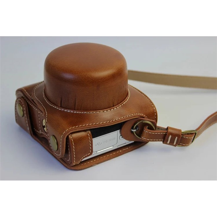 Protective PU Leather Camera Case Bag with Shoulder Strap for Nikon J5 (10-30mm) - Brown-9