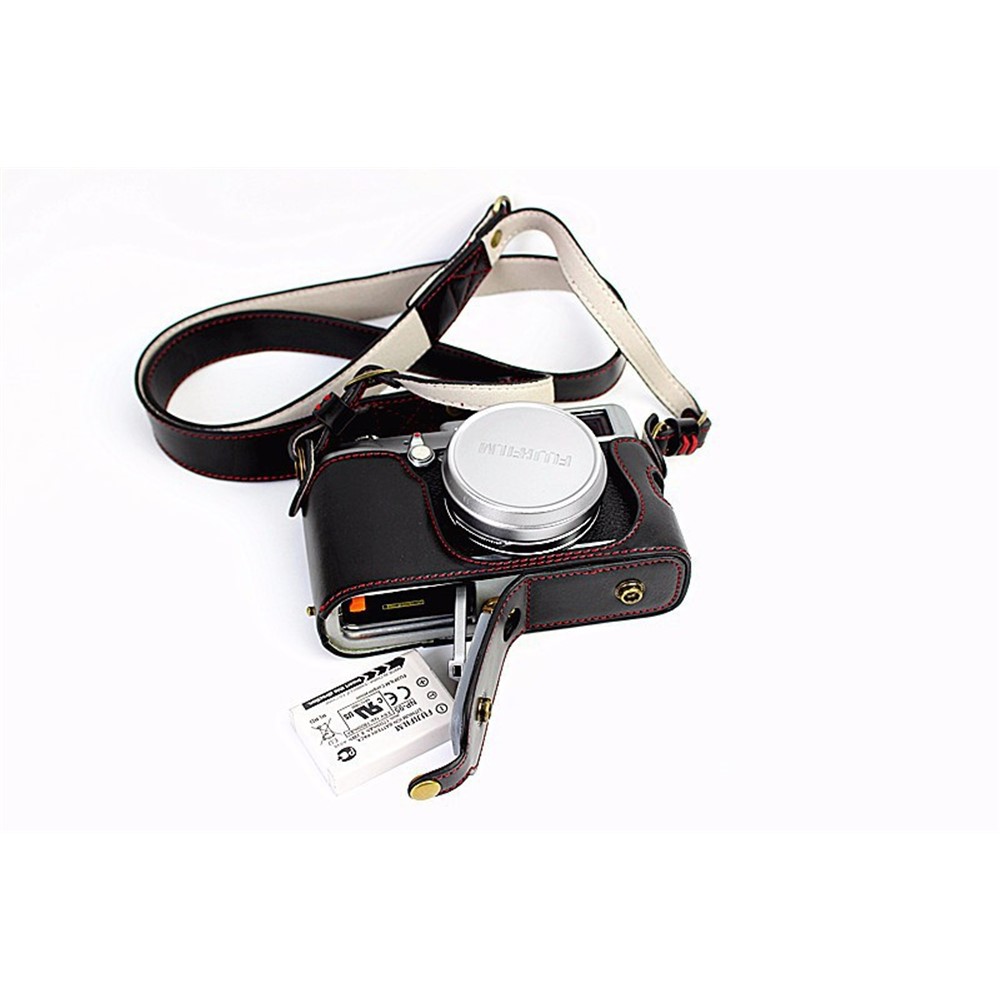 Protective Leather Camera Case Bag with Shoulder Strap for Fujifilm X100/X100S/X100M/X100T - Black-2