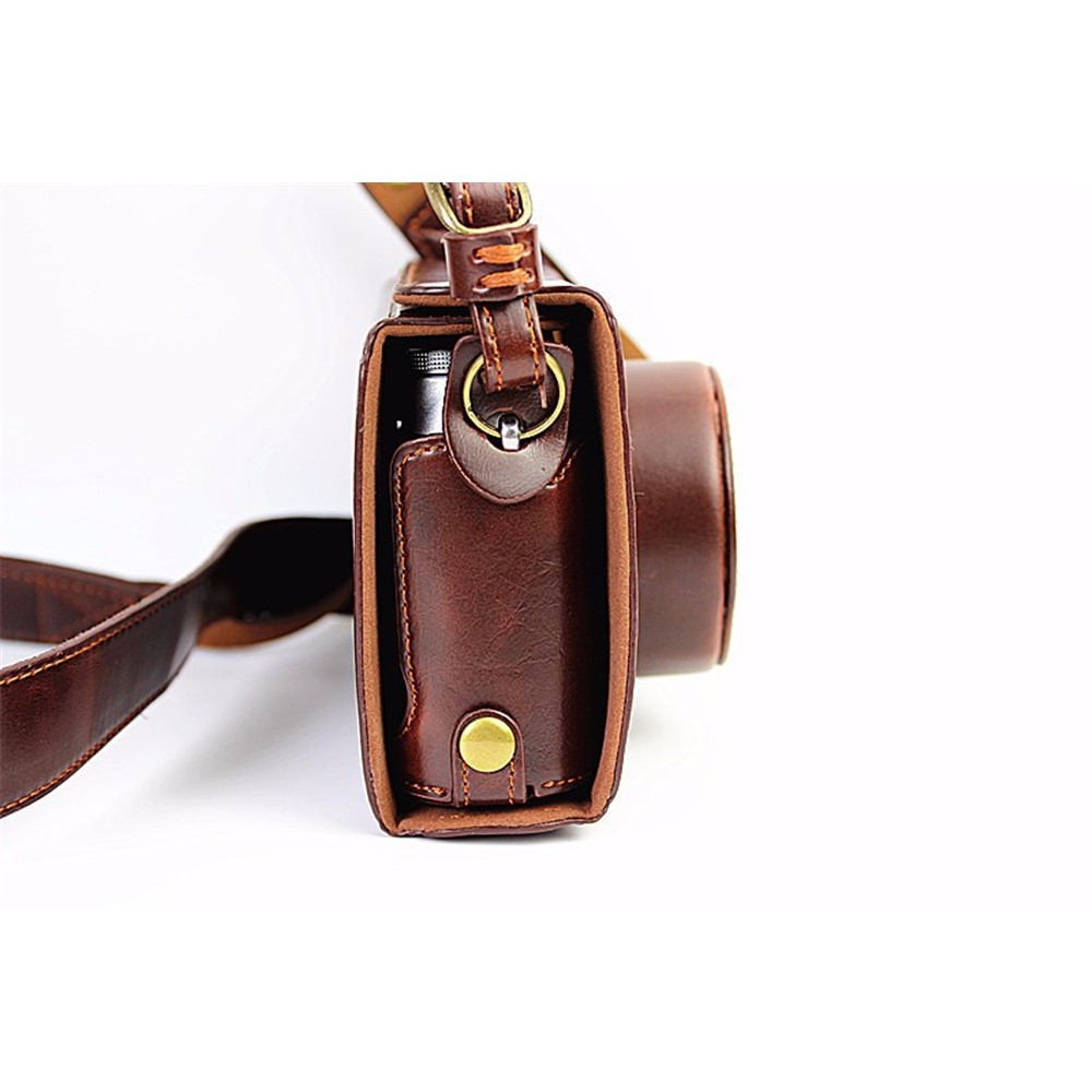 Protective Leather Camera Cover Case with Shoulder Strap for Fujifilm X100/X100S/X100M/X100T - Coffee-10