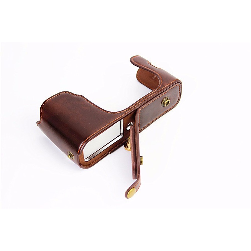 Protective Leather Camera Cover Case with Shoulder Strap for Fujifilm X100/X100S/X100M/X100T - Coffee-12