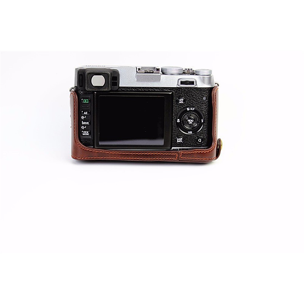 Protective Leather Camera Cover Case with Shoulder Strap for Fujifilm X100/X100S/X100M/X100T - Coffee-14