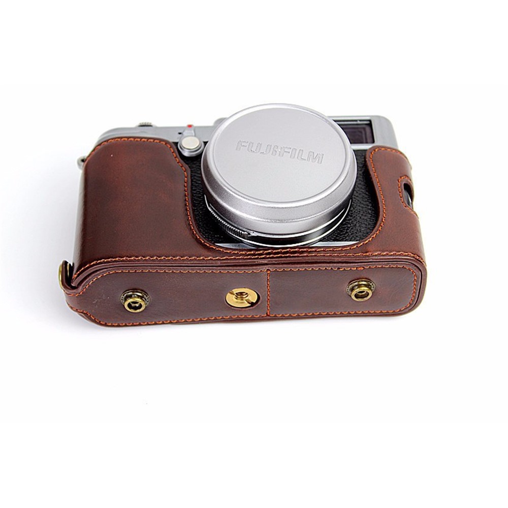 Protective Leather Camera Cover Case with Shoulder Strap for Fujifilm X100/X100S/X100M/X100T - Coffee-6