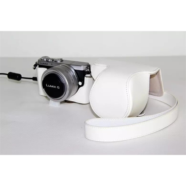 Protective Leather Camera Cover with Shoulder Strap for Panasonic Lumix DMC-GM1/GM2 with 12-32mm Lens - White-2