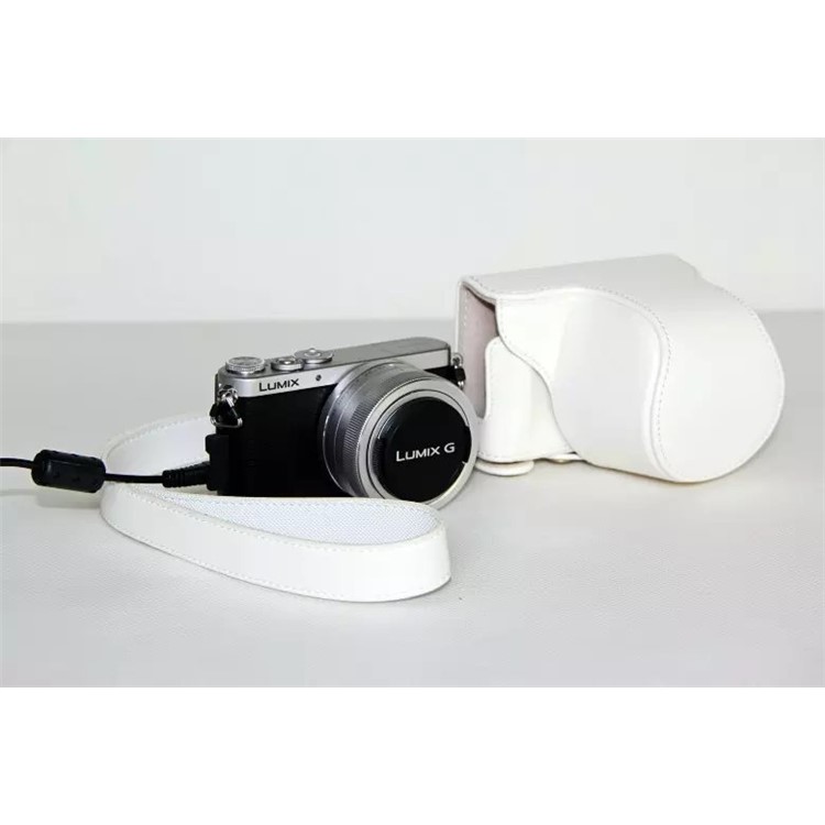 Protective Leather Camera Cover with Shoulder Strap for Panasonic Lumix DMC-GM1/GM2 with 12-32mm Lens - White-3