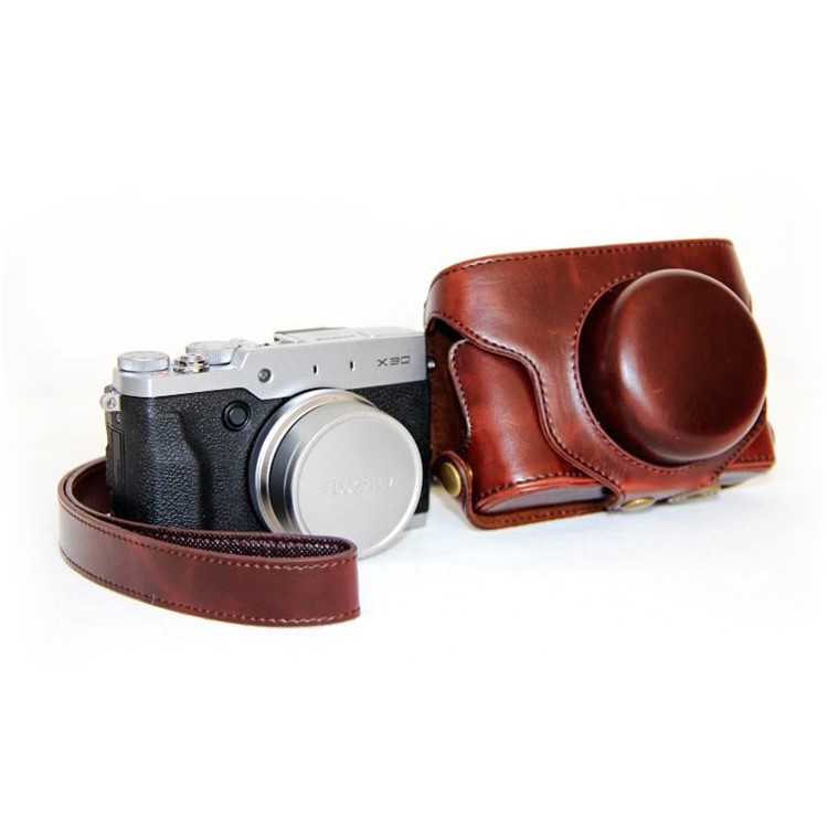 

PU Кожаная Сумка Для Камеры Защитная Крышка С Плечевым Ремнем Для Fujifilm X30 - Кофе