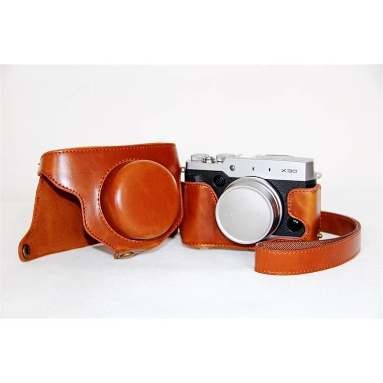 For Fujifilm X30 Protective PU Leather Camera Bag Cover with Shoulder Strap - Brown-3