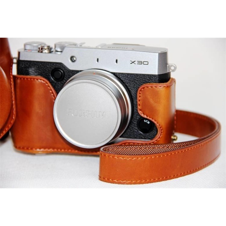 For Fujifilm X30 Protective PU Leather Camera Bag Cover with Shoulder Strap - Brown-4
