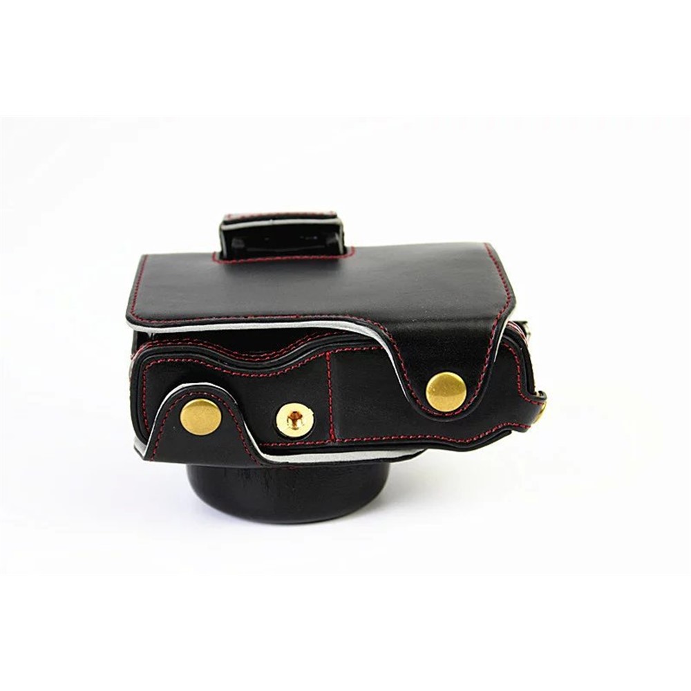 PU Leather Camera Protective Case + Strap for Olympus EM10/EM10II Digital Camera - Black-2