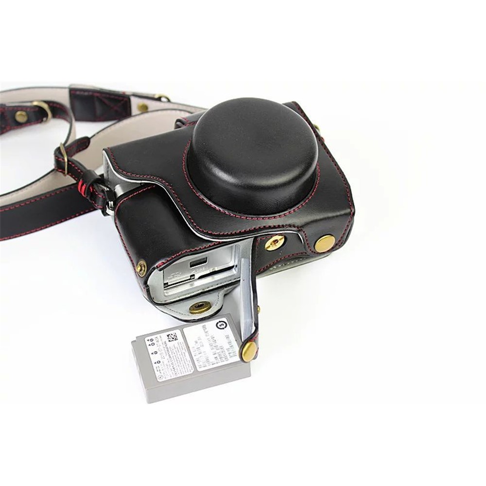 PU Leather Camera Protective Case + Strap for Olympus EM10/EM10II Digital Camera - Black-5