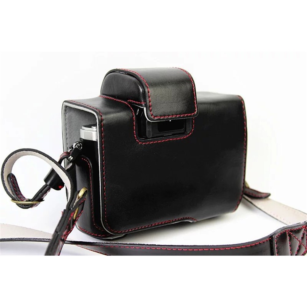 PU Leather Camera Protective Case + Strap for Olympus EM10/EM10II Digital Camera - Black-7