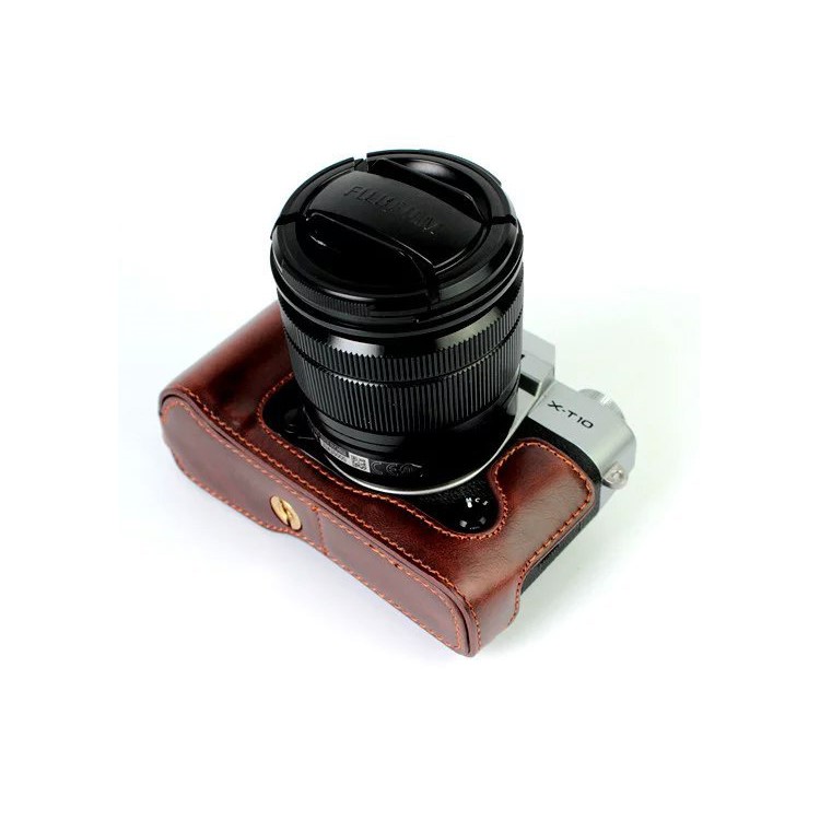 Protective Leather Camera Cover Bag with Hollow Pad for Fujifilm XT10 / X-T10 - Coffee-1