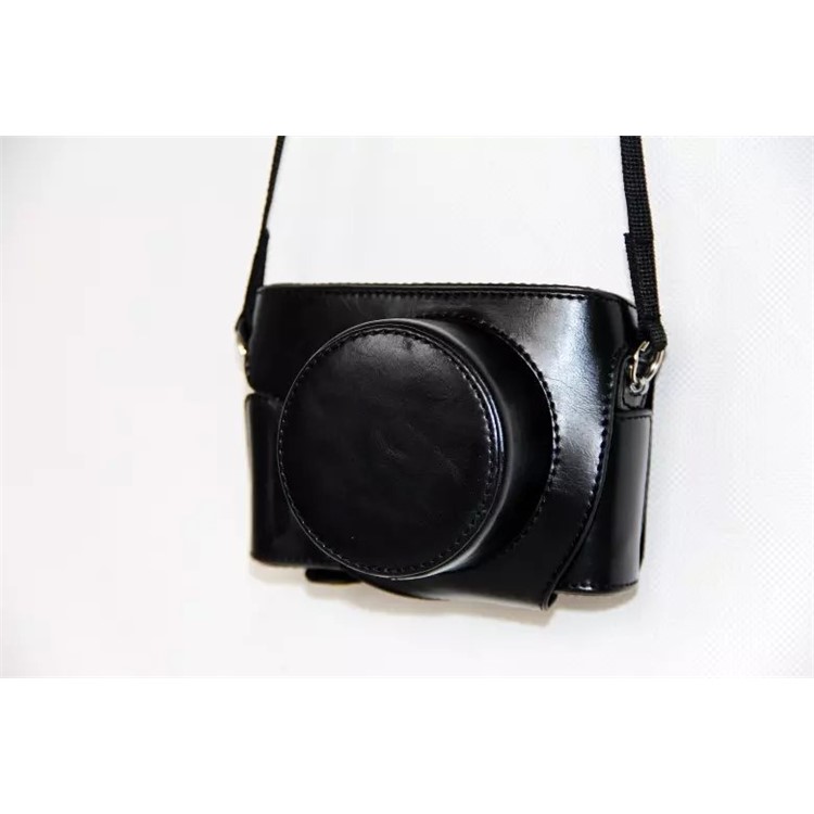 PU Leather Protective Camera Case + Strap for Leica D-LUX (Typ 109) Digital Camera - Black-7