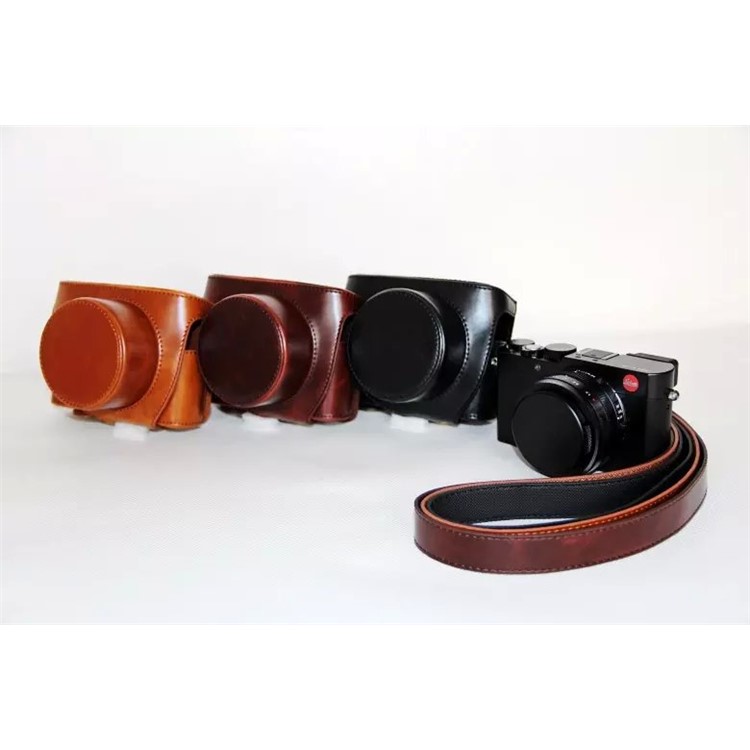 PU Leather Protective Camera Case + Strap for Leica D-LUX (Typ 109) Digital Camera - Black-9