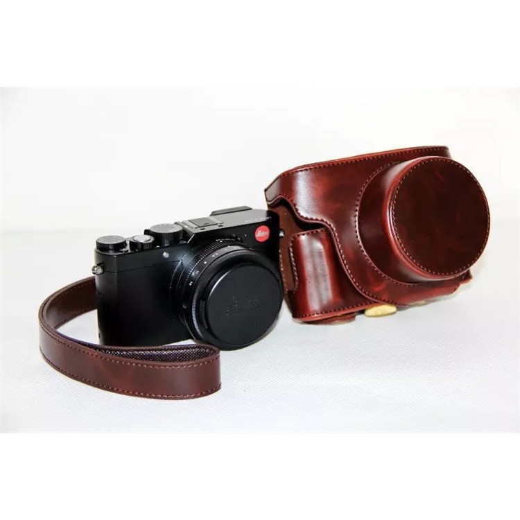 PU Leather Camera Protective Cover + Strap for Leica D-LUX (Typ 109) Digital Camera - Coffee-2