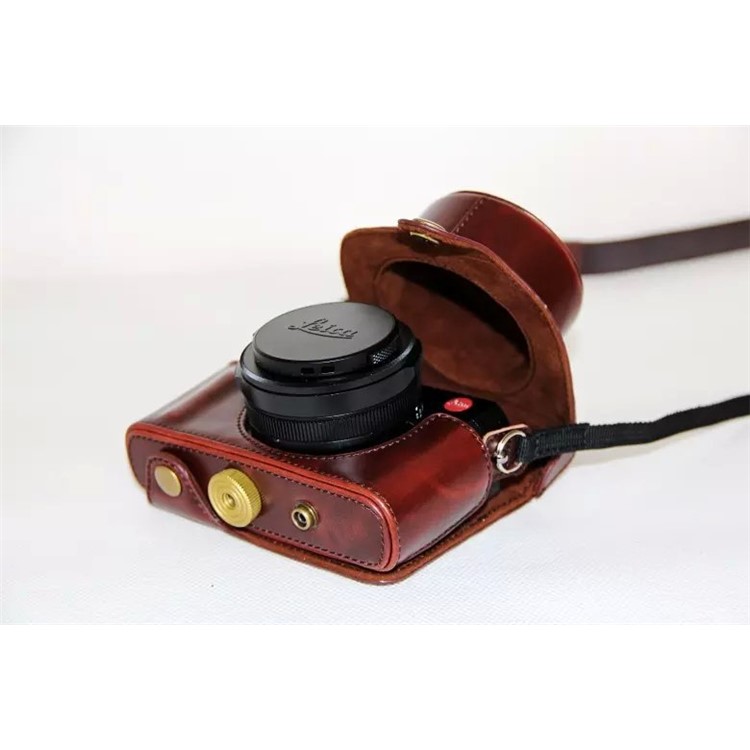 PU Leather Camera Protective Cover + Strap for Leica D-LUX (Typ 109) Digital Camera - Coffee-6