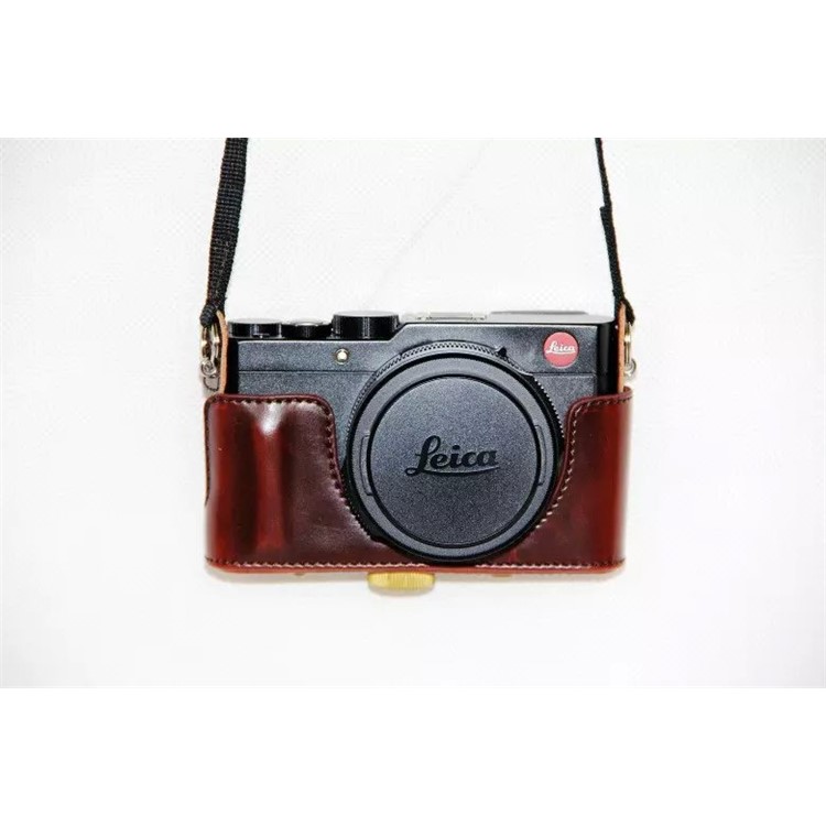 PU Leather Camera Protective Cover + Strap for Leica D-LUX (Typ 109) Digital Camera - Coffee-8
