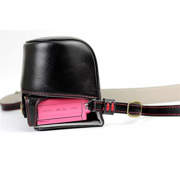 PU Leather Camera Case + Strap for Sony NEX-3N/Alpha a5000/Alpha a5100 with 16-50mm Lens - Black-5