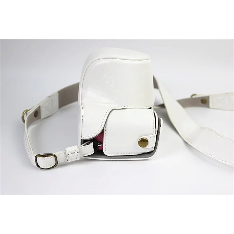 PU Leather Camera Cover + Strap for Sony NEX-3N/Alpha a5000/Alpha a5100 with 16-50mm Lens - White-6