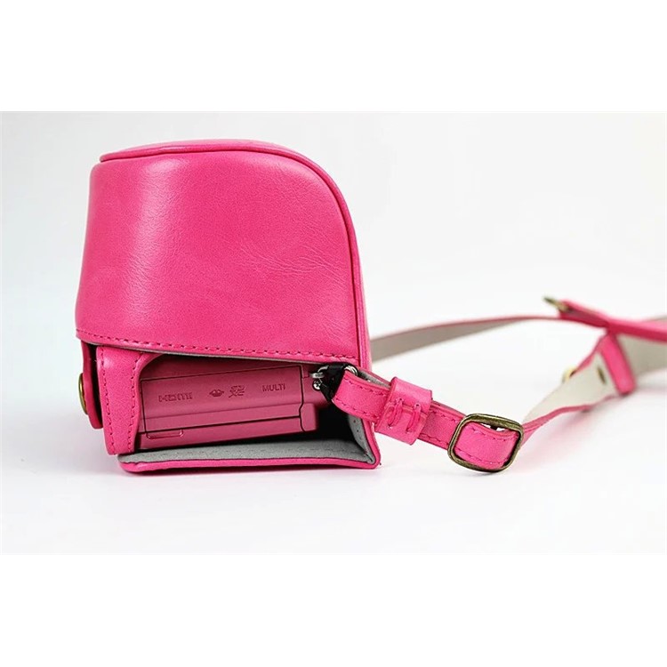 PU Leather Protective Case + Strap for Sony NEX-3N/Alpha a5000/Alpha a5100 with 16-50mm Lens - Rose-3