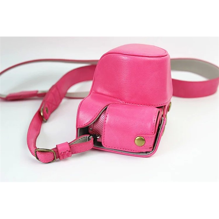 PU Leather Protective Case + Strap for Sony NEX-3N/Alpha a5000/Alpha a5100 with 16-50mm Lens - Rose-5