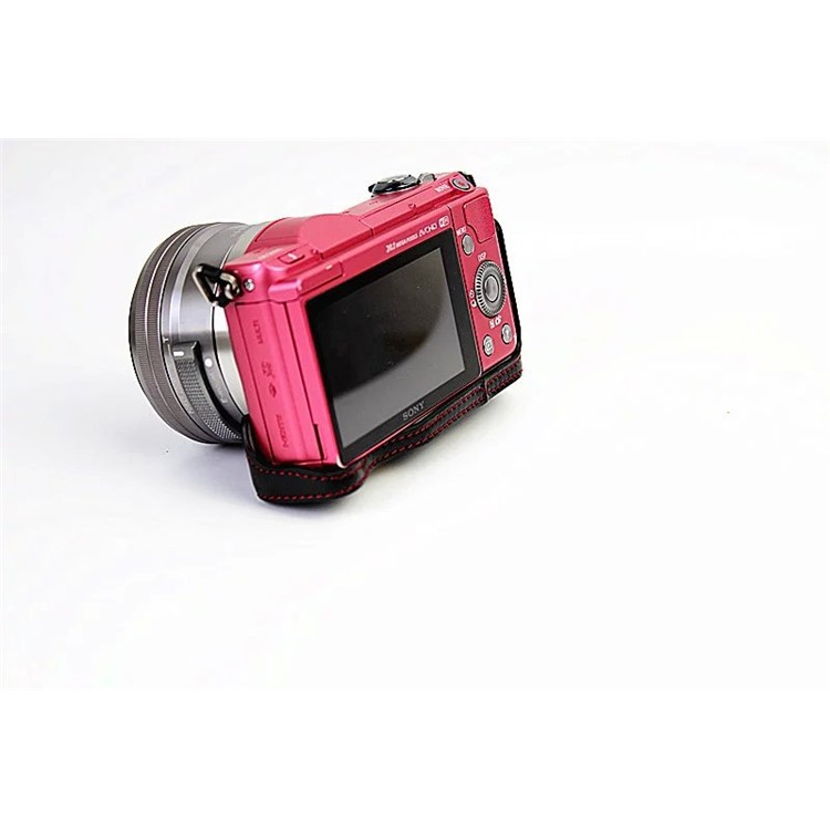 PU Leather Protective Case + Strap for Sony NEX-3N/Alpha a5000/Alpha a5100 with 16-50mm Lens - Rose-6
