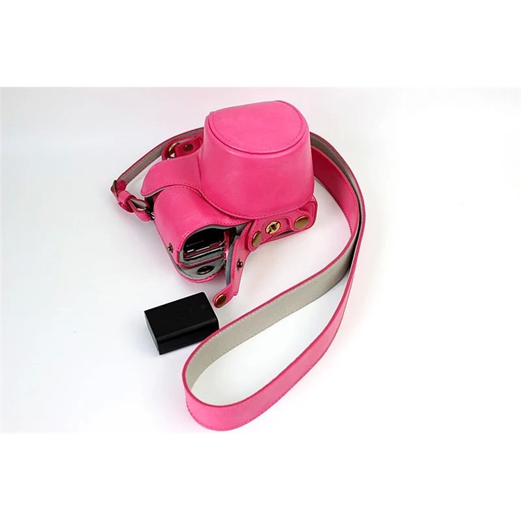 PU Leather Protective Case + Strap for Sony NEX-3N/Alpha a5000/Alpha a5100 with 16-50mm Lens - Rose-7