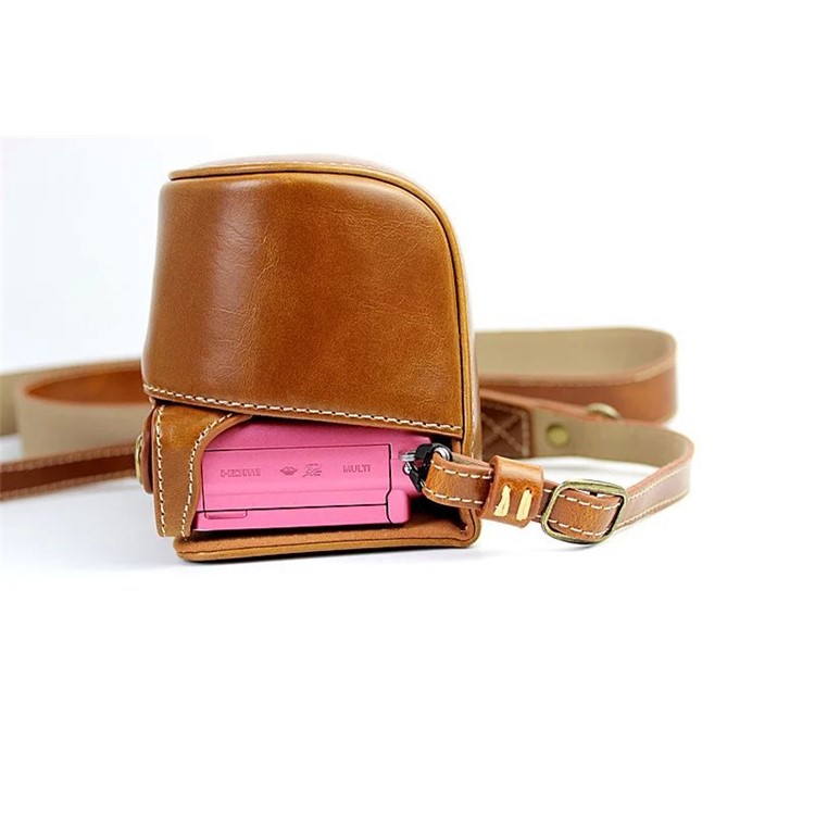 PU Leather Camera Protective Pouch + Strap for Sony NEX-3N/Alpha a5000/Alpha a5100 with 16-50mm Lens - Brown-7