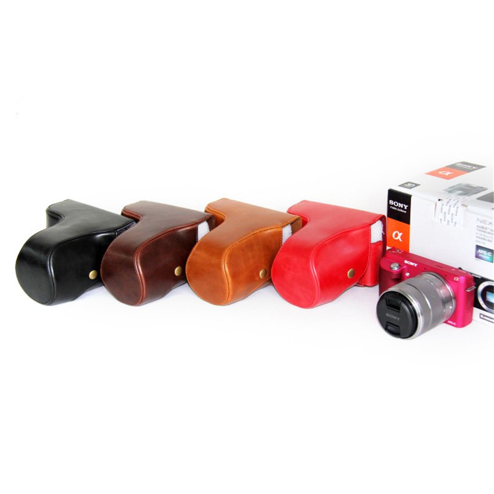 PU Leather Protective Camera Case Bag for Sony NEX-F3 18-55mm - Black-3