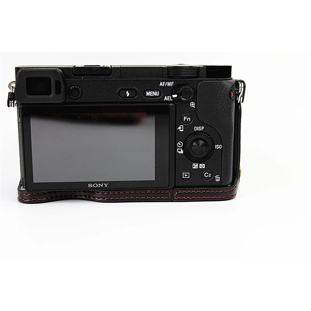 PU Leather Half Bottom Camera Protective Case for Sony A6000/A6300 - Black-2