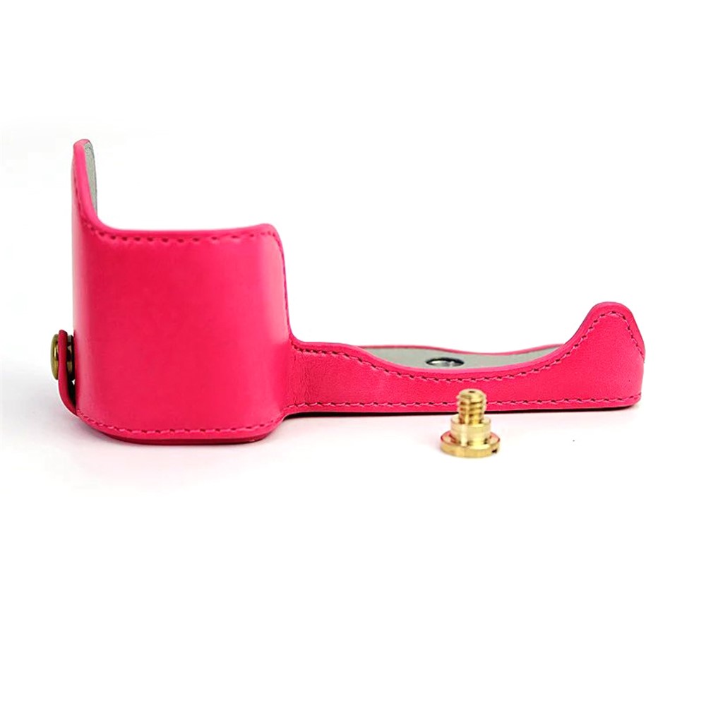 PU Leather Half Bottom Camera Protective Cover for Sony A6000/A6300 - Rose-1