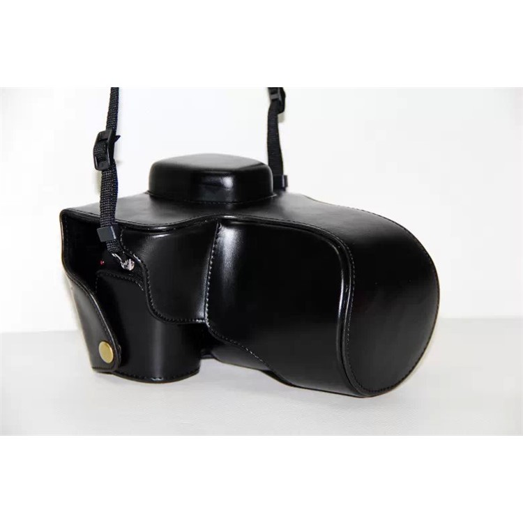PU Leather Camera Protection Case + Strap for Sony a7R with 28-70mm Lens - Black-7