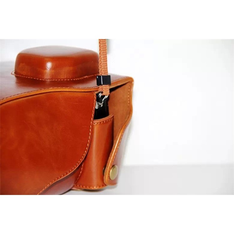 PU Leather Camera Cover Casing + Strap for Sony a7R with 28-70mm Lens - Brown-7